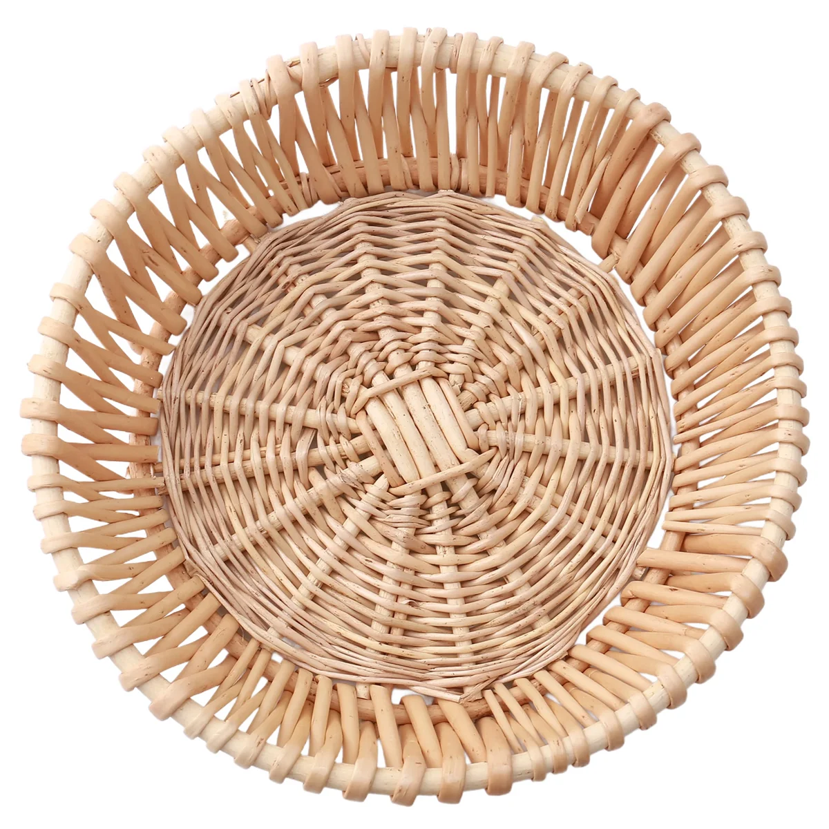 Cesta tejida a mano, cesta de mimbre, cesta para servir alimentos para pan, fruta, almacenamiento de verduras, 25x8cm