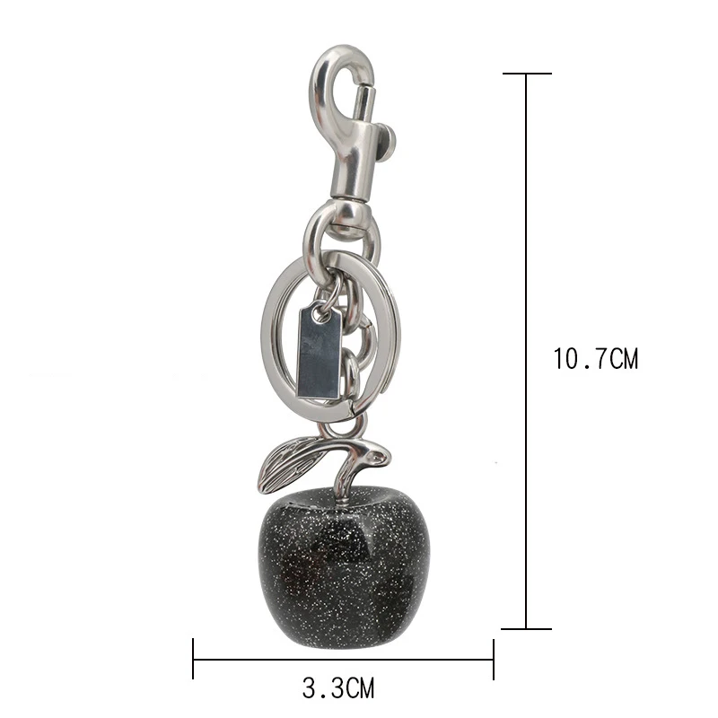 Cute Cherry Decorative Pendant for Bag Glitter Resin Black Apple Pendant for Purse Keychain Charm Festive Christmas Gift