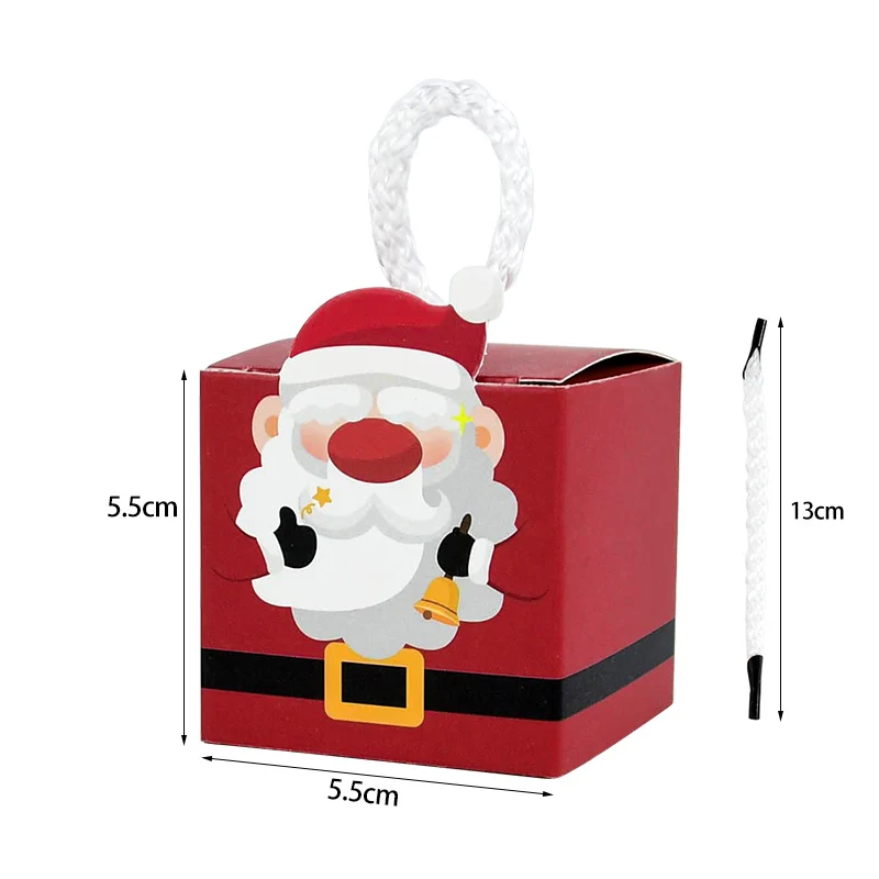 8pcs Christmas Paper Box Xmas Deer Santa Claus Elf Candy Cookie Apple Box Chocolate Packing Bag Christmas Party Favor Decoration