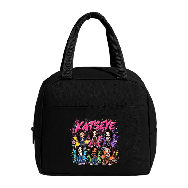 K-Pop Fan Gifts KATSEYE World Tour Zippered Lunch Bags Suitable for School Work Camping and Everyday Use Insulated Tote Bags