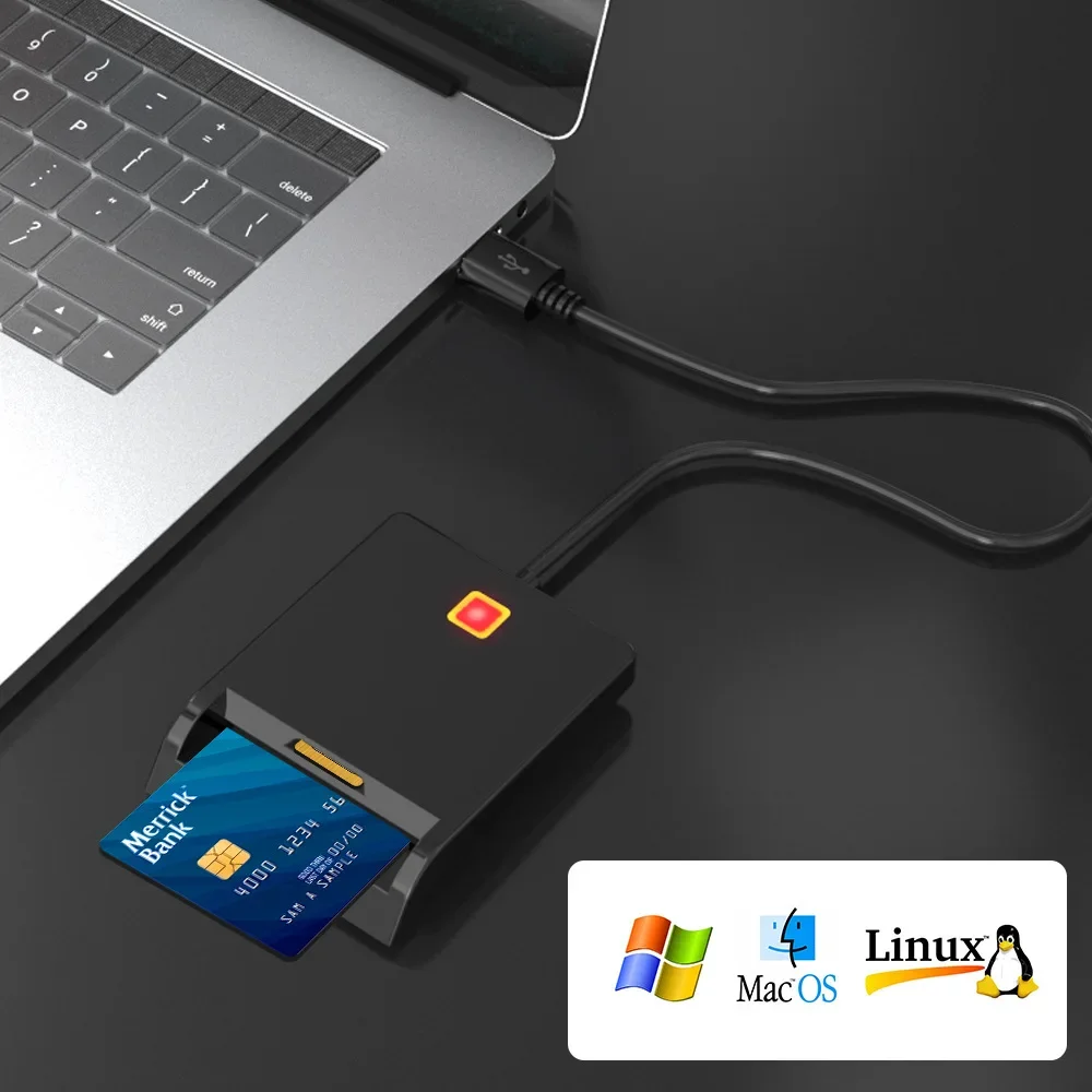 X01 USB 스마트 카드 리더 은행 카드 IC/ID EMV 카드 리더 Windows 7 8 10 Linux OS USB-CCID ISO 7816