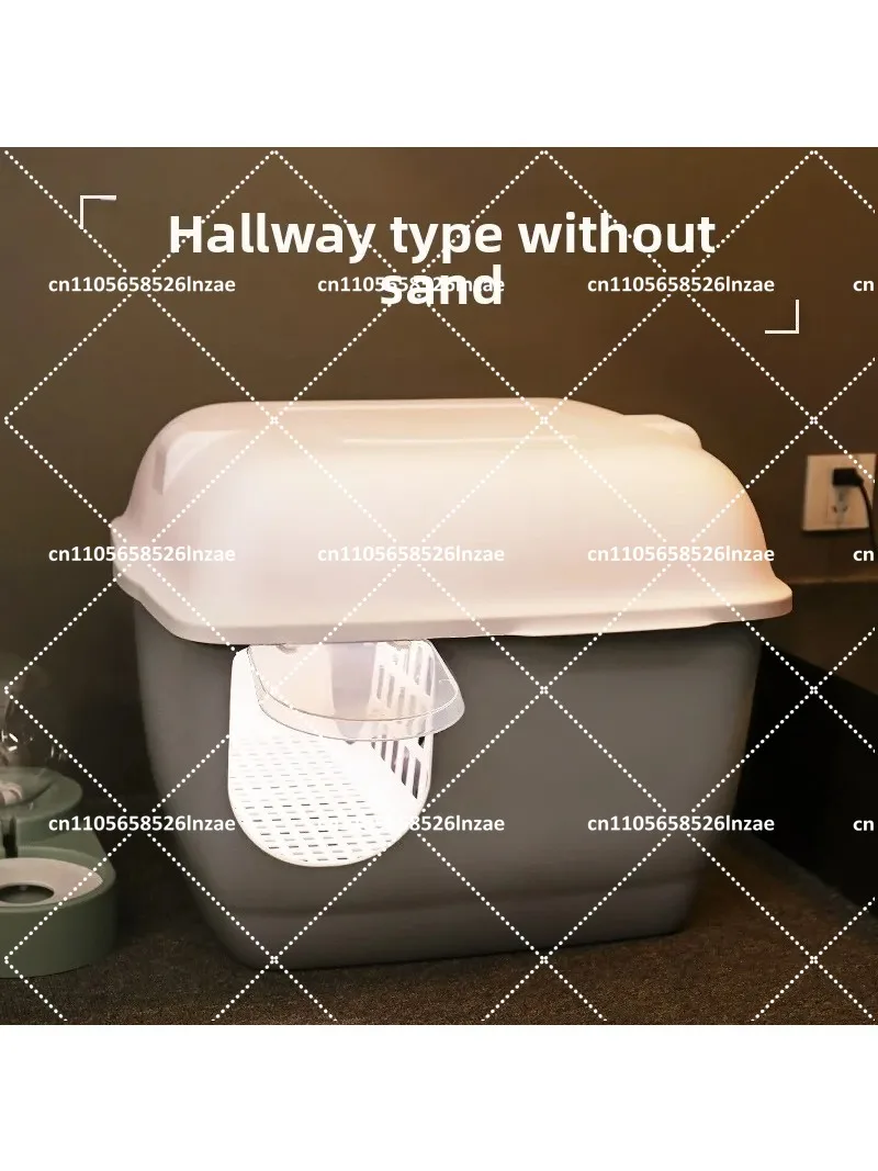 Large Enclosed Cat Litter Box with Corridor, Odor-Free Toilet for Indoor Cats