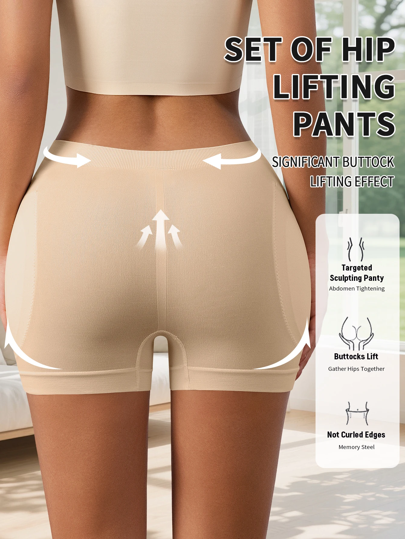 Flarixa Damen Po-Lifter Shaper Shorts mit herausnehmbaren Hüftpolstern, Bauchkontrolle, Hüftverstärker, nahtlose körperformende Sicherheitsunterwäsche – Detail 3