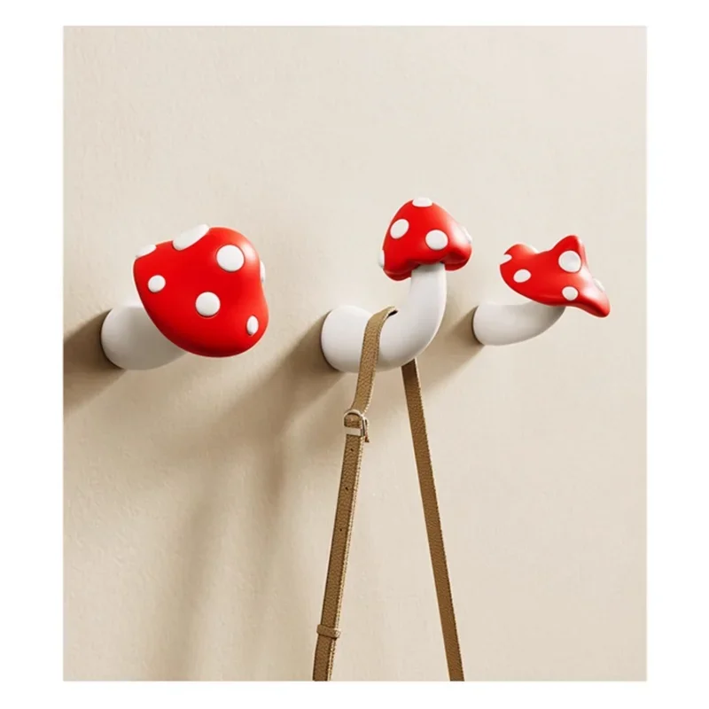 Mushroom hook creative punching-free entrance door decorative wall hook coat entrance key storage rack