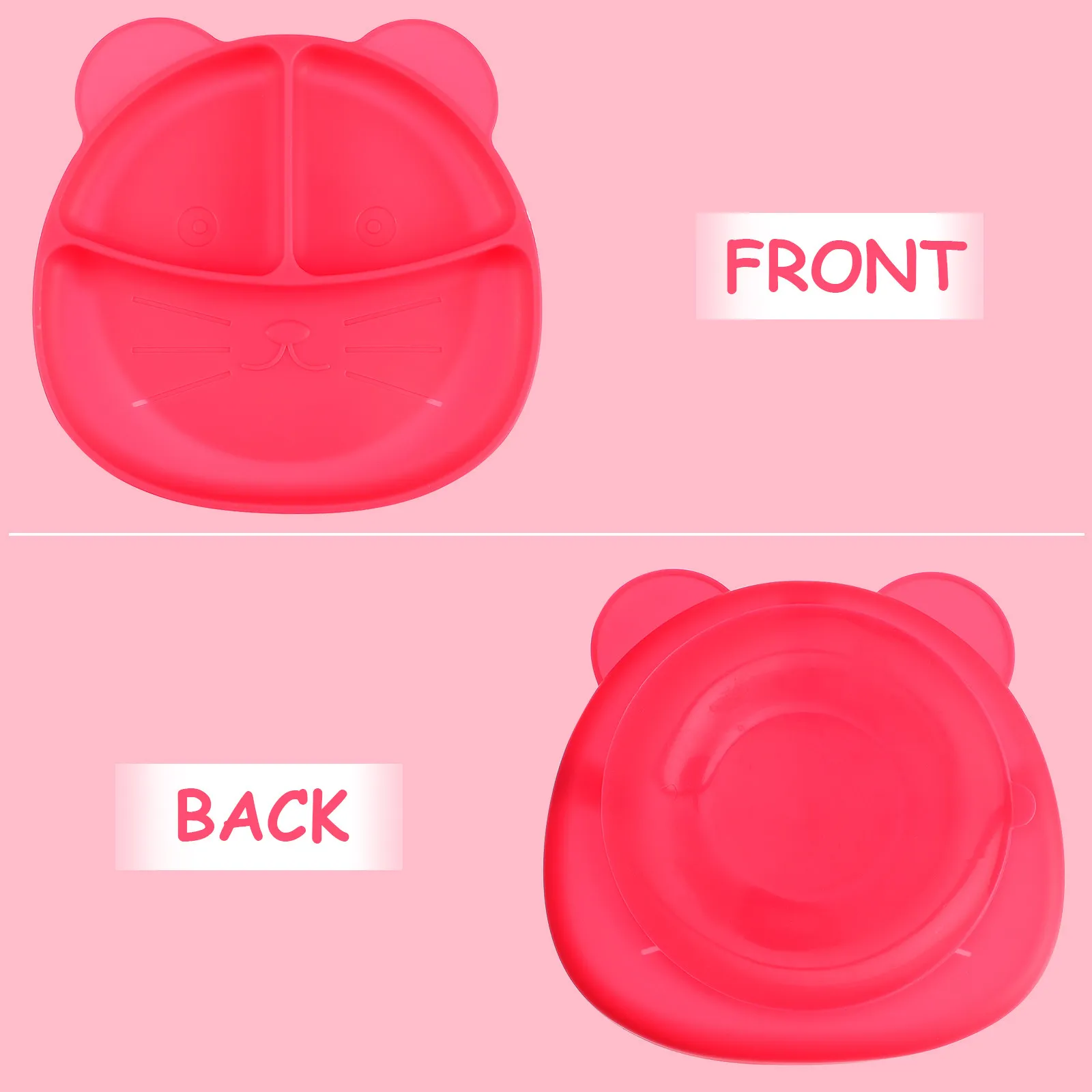 

1Pcs Silicone Tableware Toddler Plate Non-Slip Sucker Divided Feeding Plate Food Grade Safe Microwave Refrigerable Kids