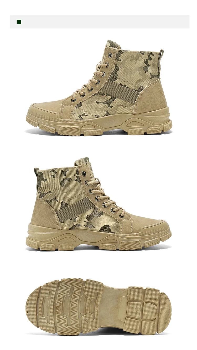 Herren Camouflage High-Top Kampfstiefel 3 Farben Atmungsaktive Outdoor-Wanderschuhe – Detail 17