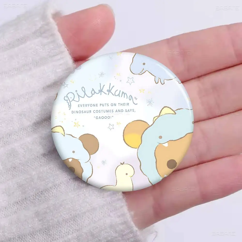 Popular Cute R-rilakkumas bear 58mm Anime Figure Icon Badge Handmade Tinplate Brooch for Backpack Clothes Chest Ornament Gifts