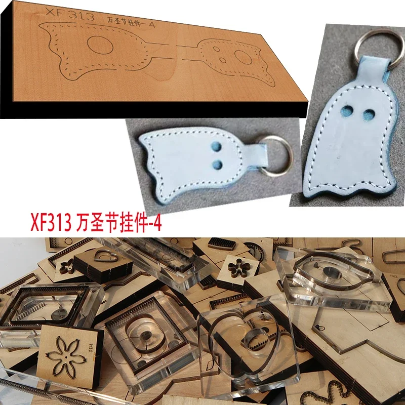 

Handmade Wooden Die Halloween Ghost Key Chain Pendant Leather Craft Punch Hand Tool Cut Knife Mould Leather Craft Tools