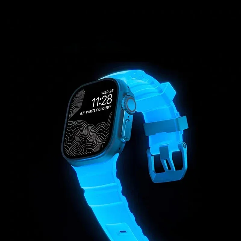 Trail Silicone Band for Apple Watch Ultra 2 49mm Strap 46mm 45mm 44mm 42mm Sport Bracelet for iWatch Series 10 Ultra 9 8 7 6 SE