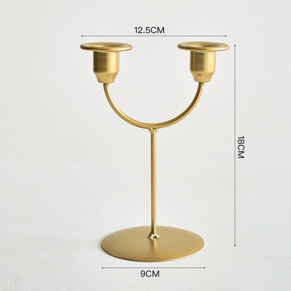 Romantic Tabletop Candle Holders Double Headed U-shaped Candlelight Dinner Props Ornament Metal Candlestick Holder