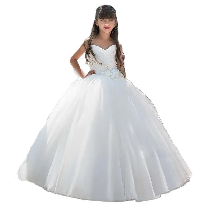 

Ball Gown Sweetheart Flower Girl Dresses For Weddings Sleeveless Flower Pleat First Communion Dress For Girls