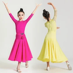 Lace Ballroom Dance Performance Dresses Tango Dance Competition Costume Bodysuit Skirt Waltz Dancing Practice Suit VDB7640