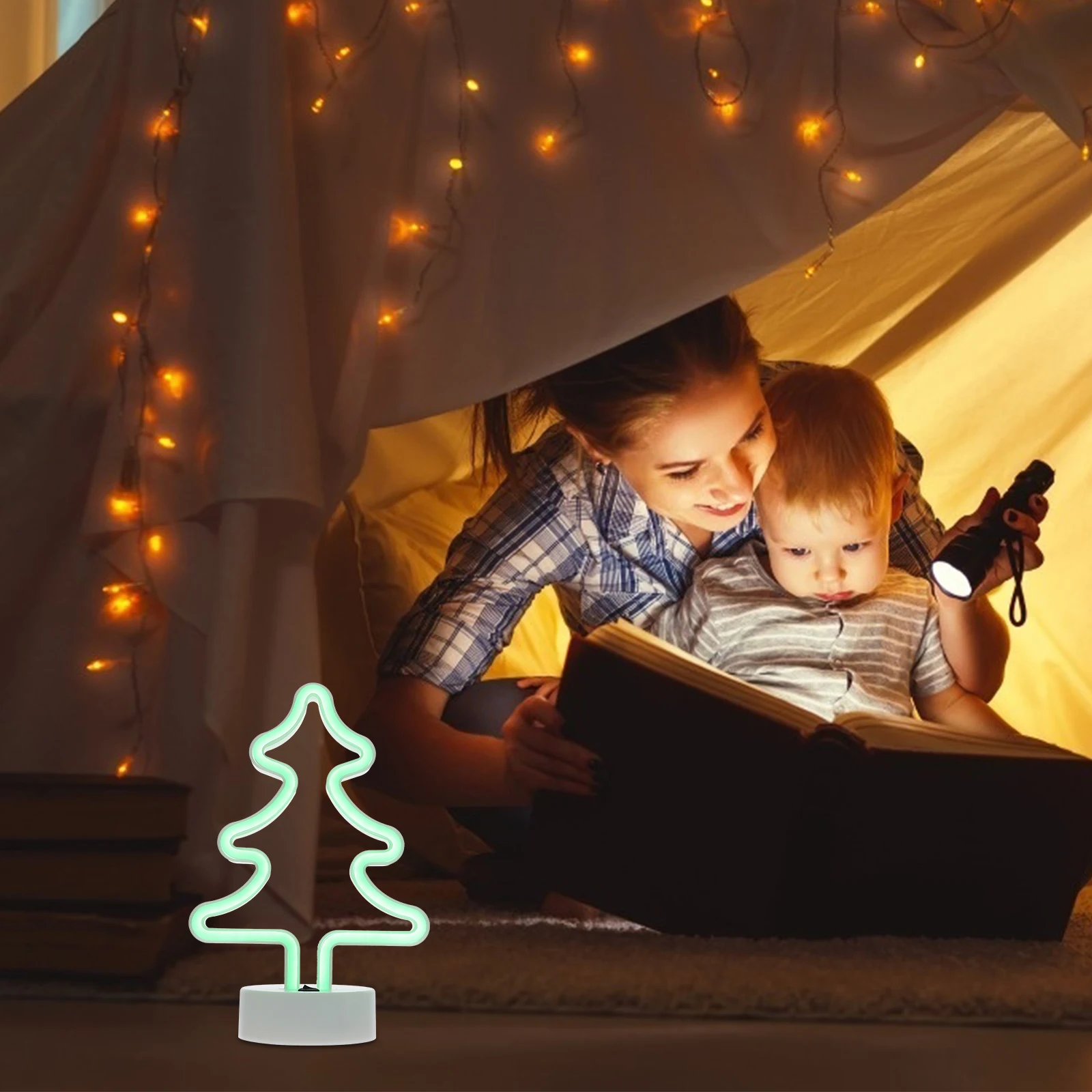 

Christmas Modeling Lights Xmas Tree Decor Night LED Warm Atmosphere Gentle Bedroom Living Room Study Office High Quality