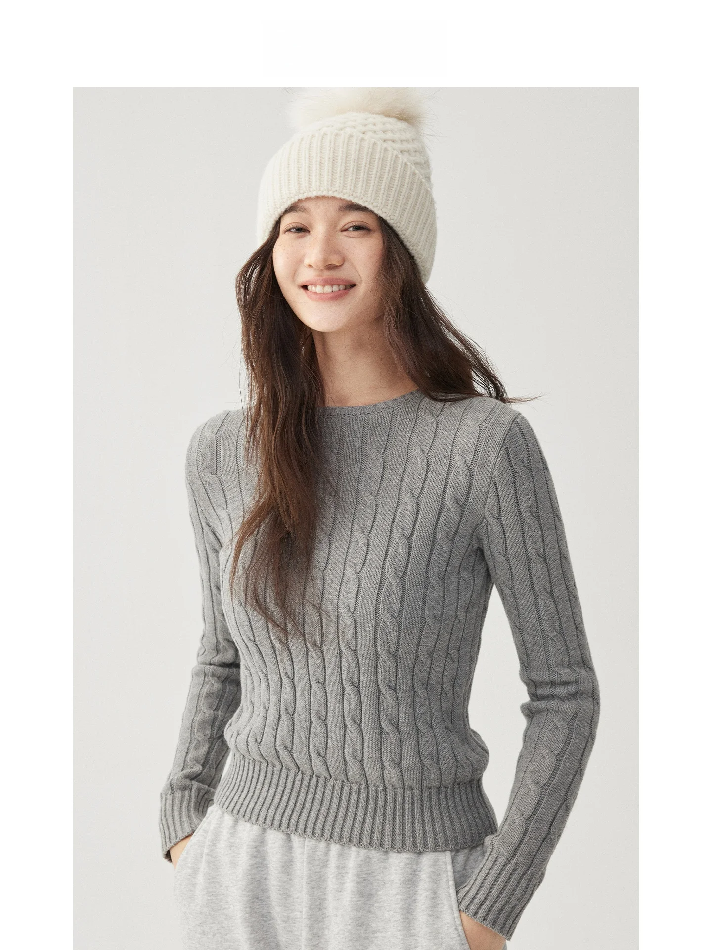 

Comfortable Cotton Knitted Sweater Twist Flower Design Slim Fit round Ne Long Sve Autumn Winter Women's Faion Commute ...