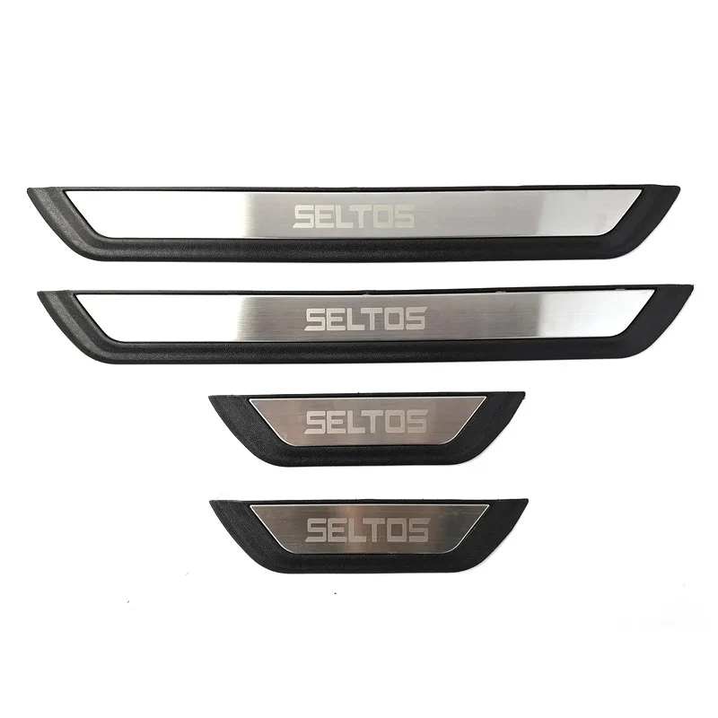 4Pcs/Lot ABS Stainless Steel For 2019-2023 KIA SELTOS SP2 SP2I Door Sill Pedal Welcome Scuff Plate Decoration Cover