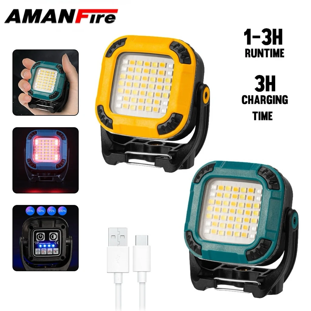 Amanfire W8129-2 Working Light 1200mAh Built-in Battery Portable Mini Tent Lamp High Power Ultra Bright Hanging Lantern