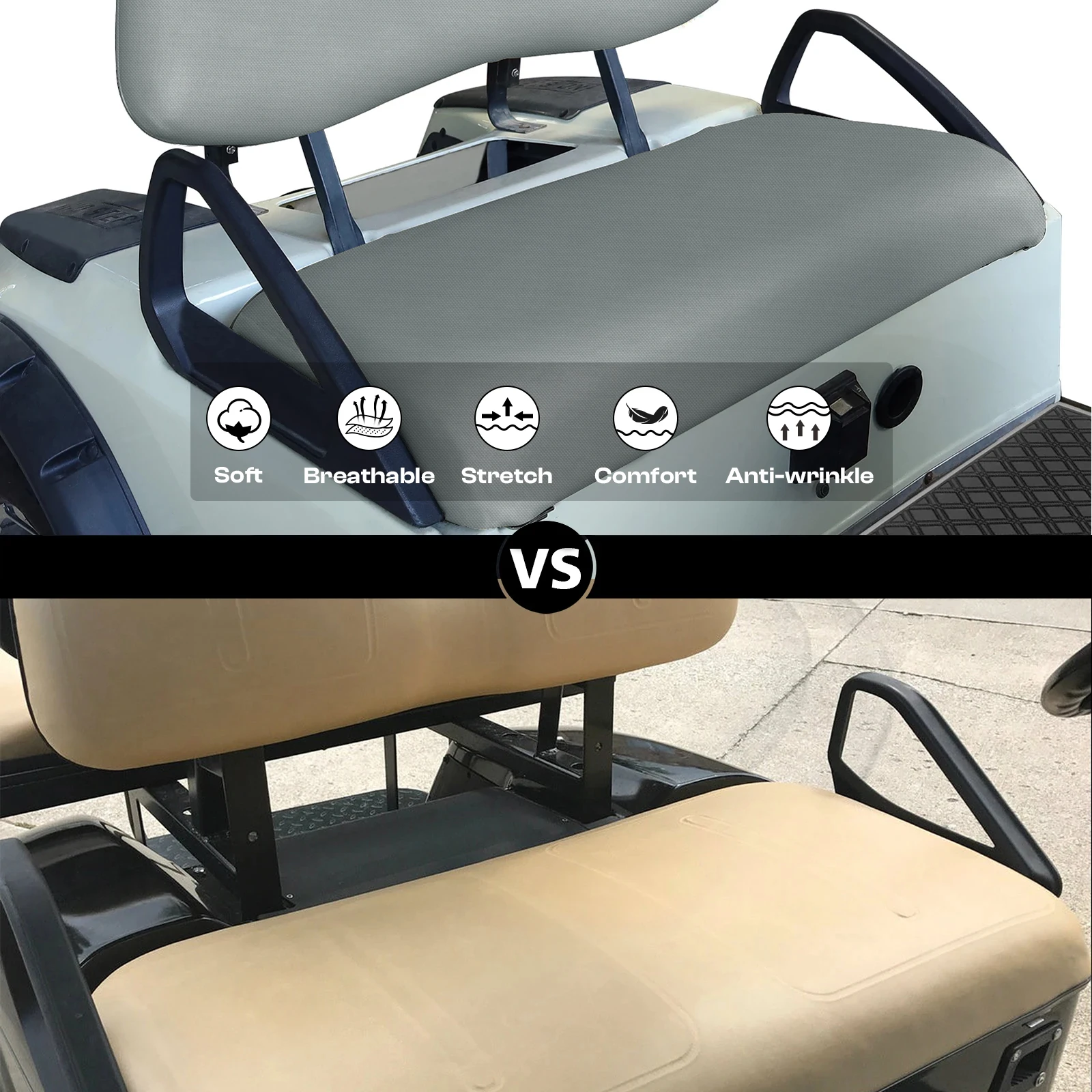 Fashion Golf Cart Accessories Golf Cart Seat Cover Polyester Mesh Cloth Cushion Cover for Club Car EZGO YAMAHA