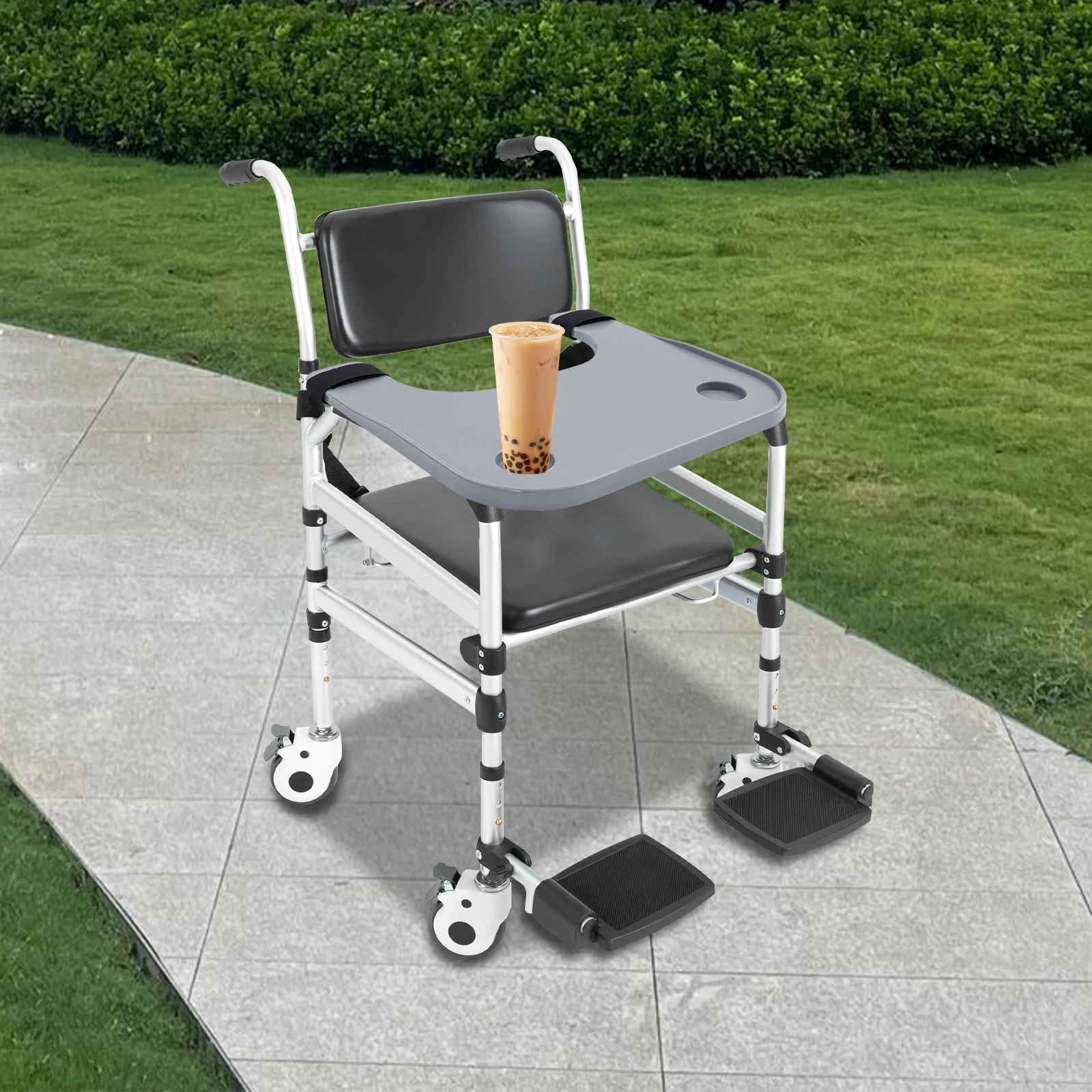 Wheelchair Table Board Wheelchair Table Tray w/Cup Holder Grey  Suitable for Disabled