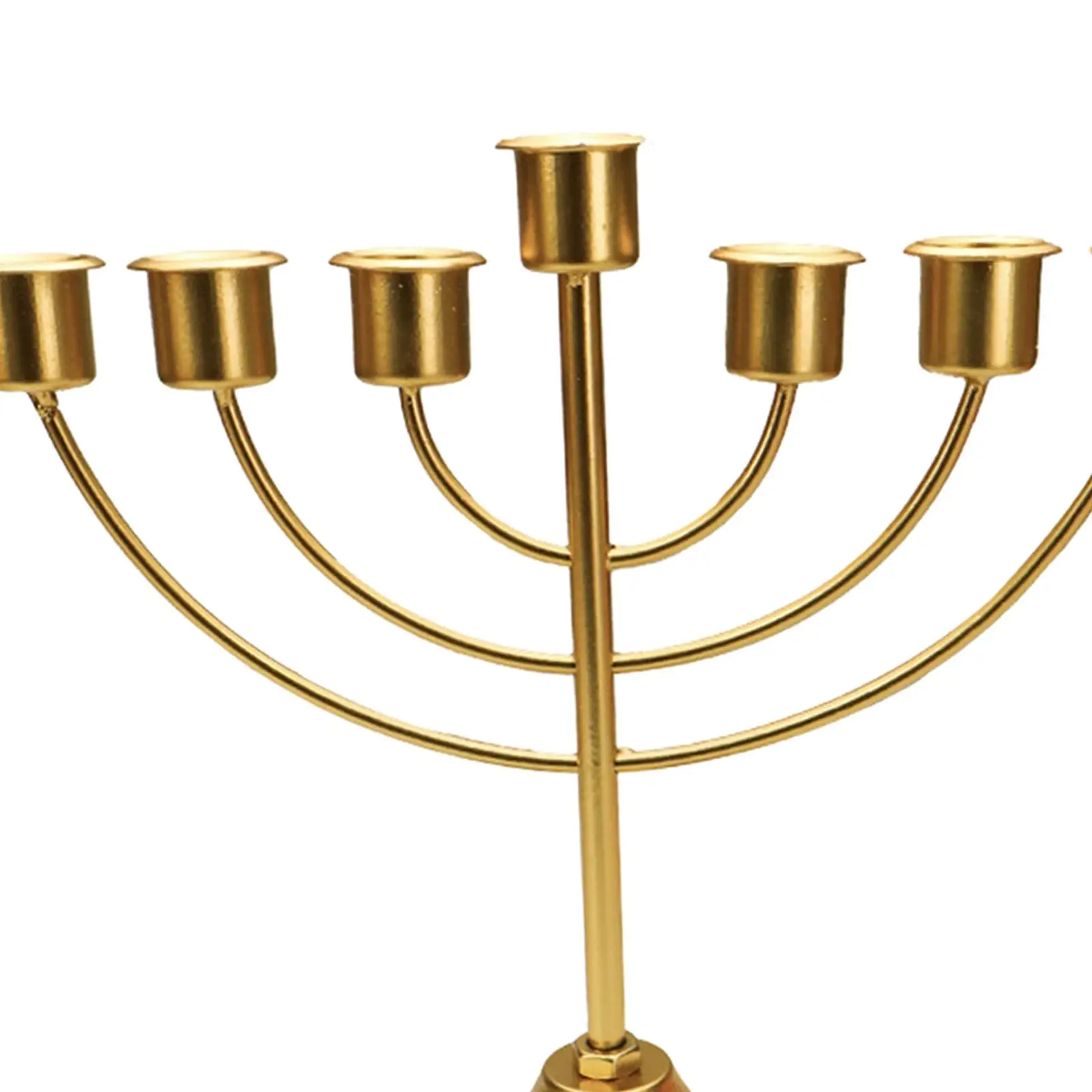 Iron Menorah Candlestick Holder Pillar Candle Table Centerpiece for Jewish Holiday and Elegant Decor