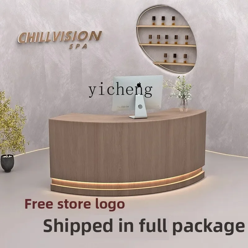 u9 wabi-sabi wind bar counter curved cashier beauty salon information desk clothing store curved reception desk