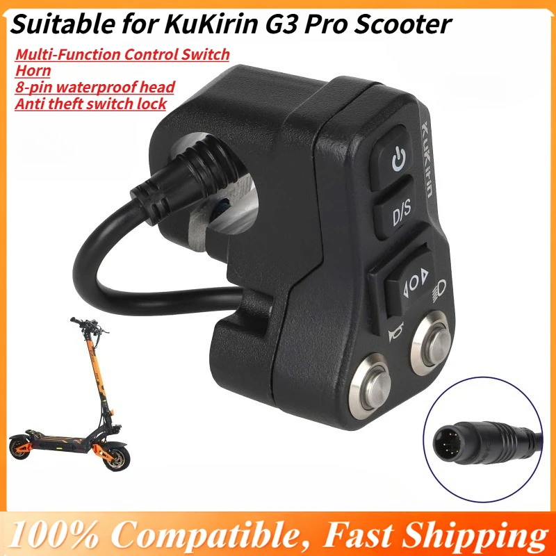 

Multi-Function Control Switch for KuKirin G3 Pro Scooter- Integrated Turn Signal, Horn & Headlight Switch, 8 pins
