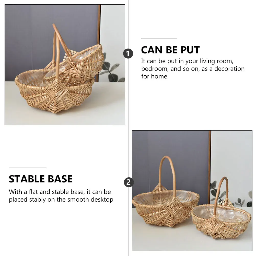 

Portable Hand Wicker Baskets Flower Arrangement Basket Willow Handle Country Decor Storage Baskets Home Bedroom Living Room