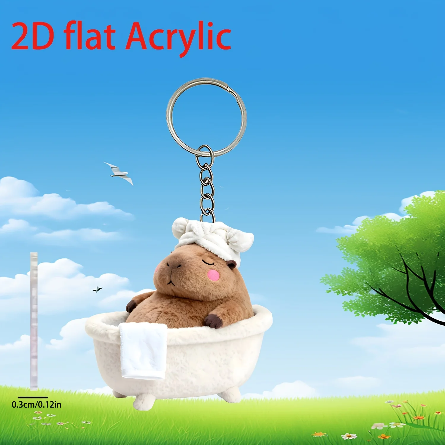 

1 шт. 2D плоский капибара брелок для ванны креативный рождественский дизайн идеально подходит для домашнего праздничного декора подарок