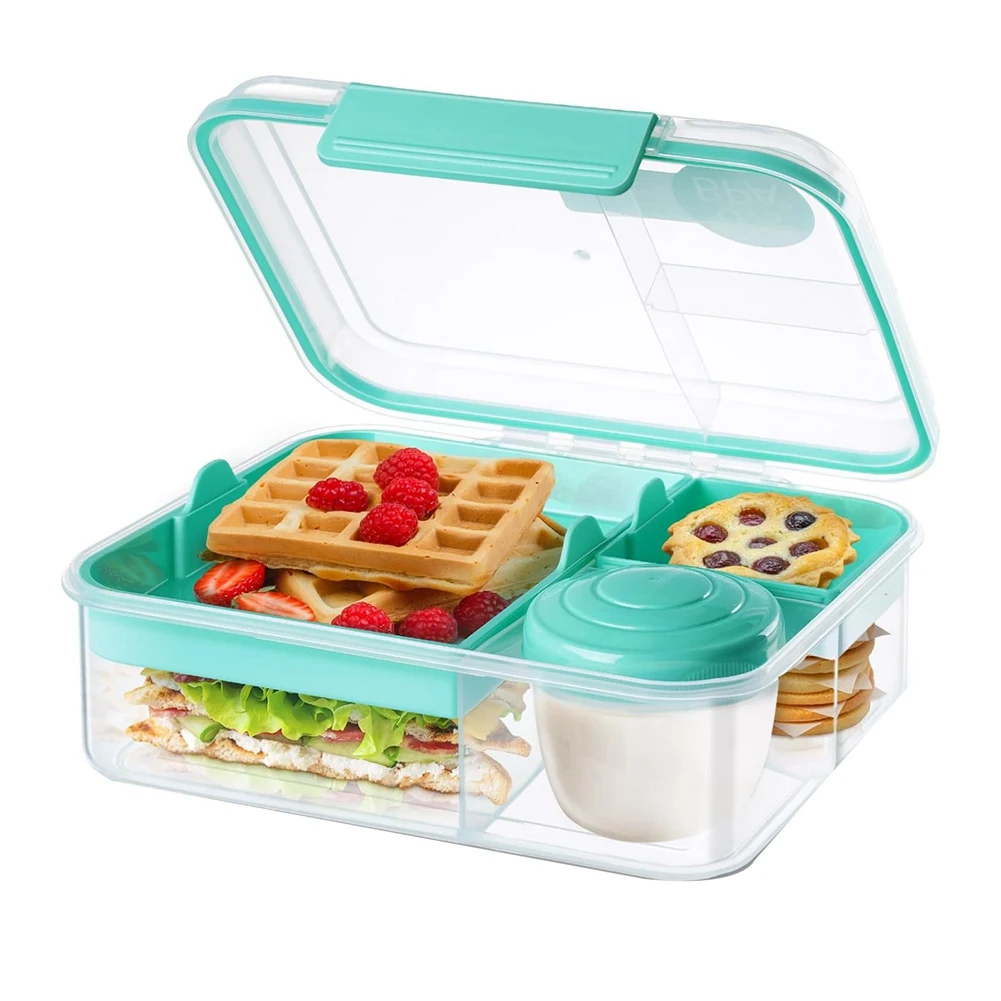 Meal Prep Containers Reusable, Snackle Box Container Bento Box Adult, Bento Lunch Box with 2 Removable Trays B