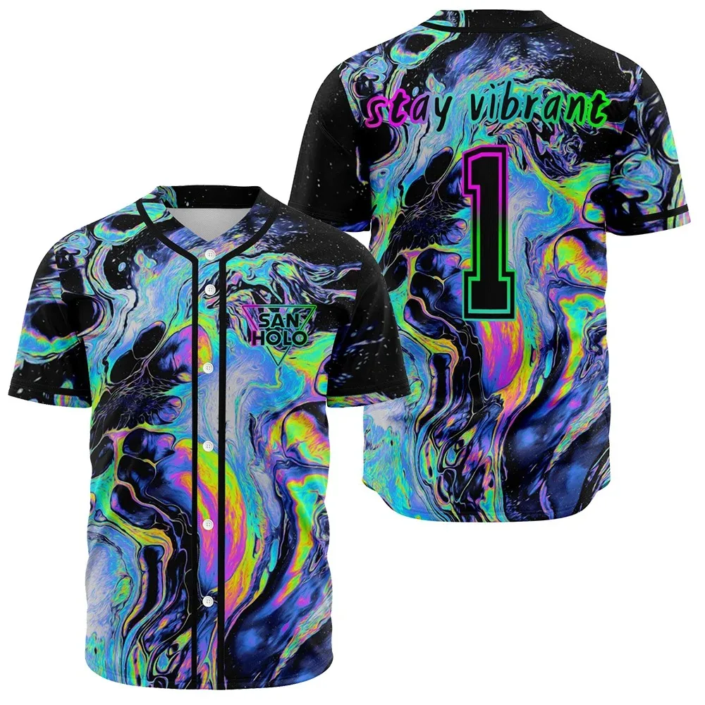 

San Holo Baseball Jersey Streetwear Harajuku Thin button Baseball Uniform Men/Women Baseball Jersey For EDM Festivals