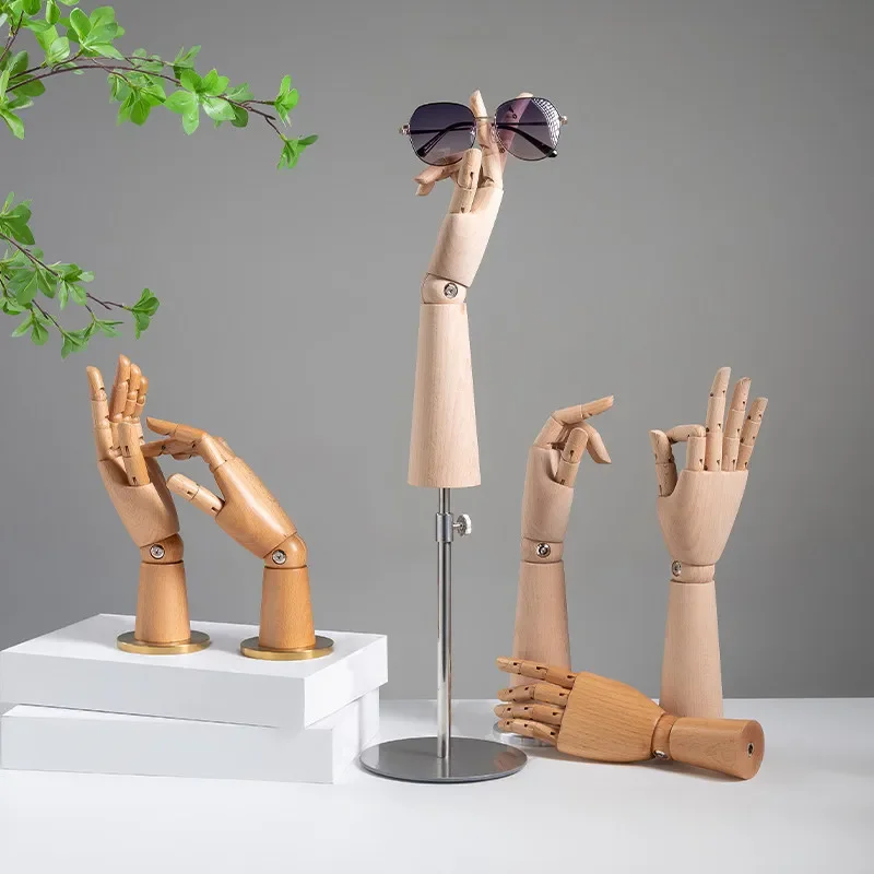 for Hand Model Display Stand Joint Movable Gloves Jewelry Ring Simulation Model Clothing Store Window Props Solid Wood