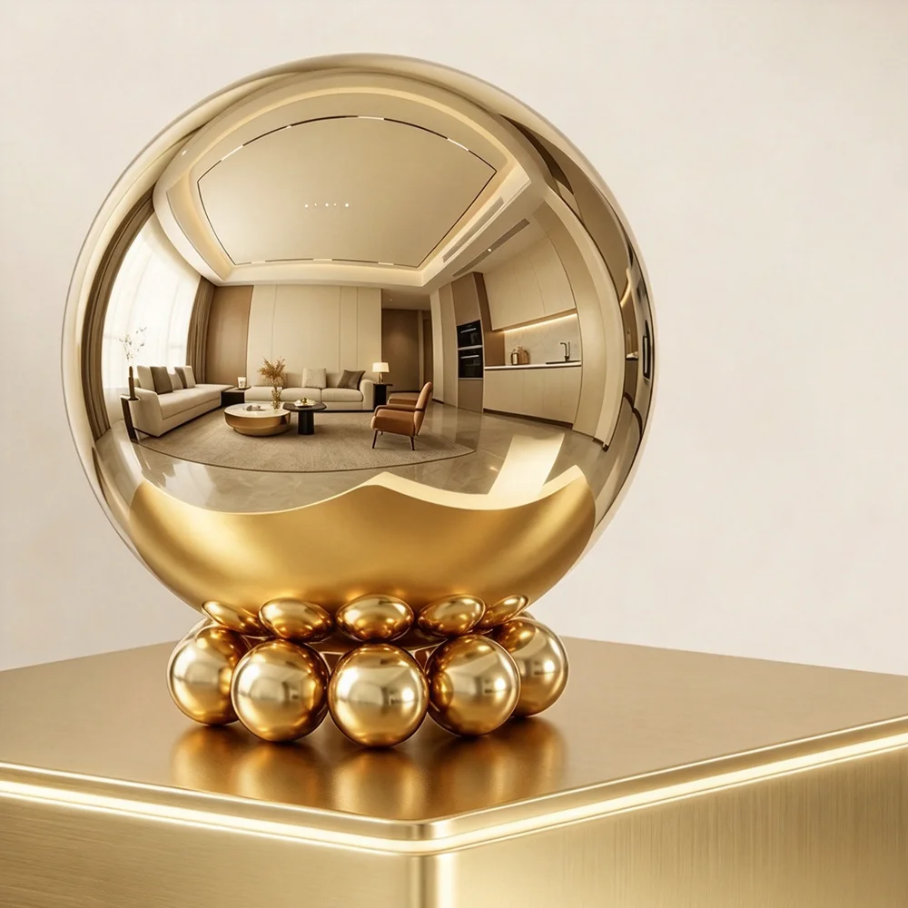 Diameter 32-200mm Thick 0.5mm 304 Stainless Steel Titanium Plated Gold Ball Party Mirror Metal Ball Home Garden Decoration