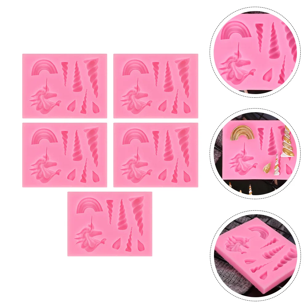 

5 Pcs Silicone Cake Molds for Baking Chocolate Unicorn Fondant Candy Decorations Easy to Clean Flexible Smooth