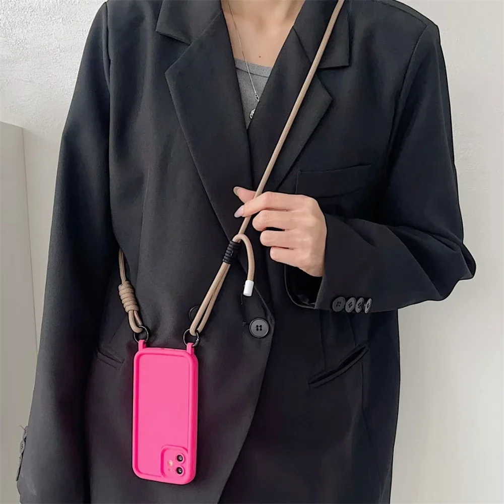 قابل للتعديل Coloful Crossbody الحبل الكتف الأشرطة المفاتيح حلقة رئيسية حبل مضفر هدايا للنساء الرجال ملحقات الهاتف المحمول