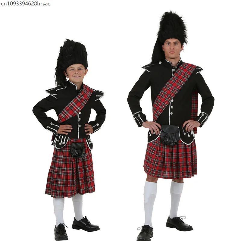 

Kids Highland Fancy Dress Up For Halloween Prince Charlie Cosplay For Man Family Boy Tartan Scottish Traditional Holiday Costume