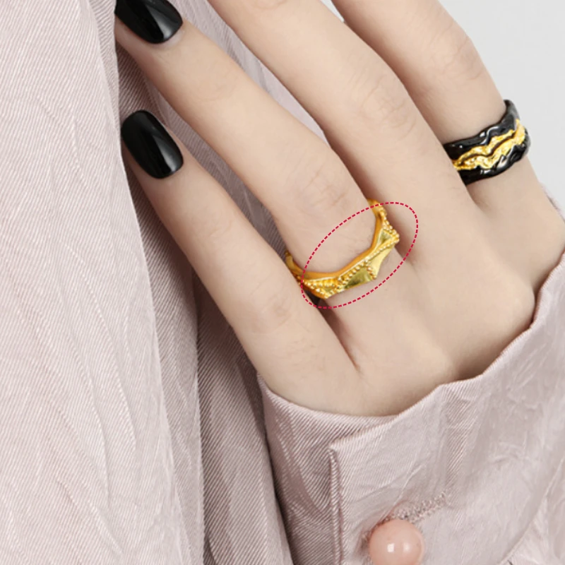 Bead Carving Designer Ring S925 Sterling Silver Rings Fashion Irregular Twisted Pattern Jewelry for Woman Original Factory Gift