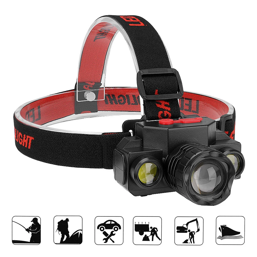 ZK50 Portable COB Headlamps 4 Modes 18650 Head Flashlight USB Rechargeable Handband Lights Zoomable Mini Fishing Headlights