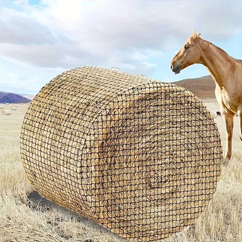 5‘X5' 1Pcs Round Bale Hay Net Designed for Horses Featuring a Knotless Design for Slow Feeding Hay Net Is Suit for Livestock