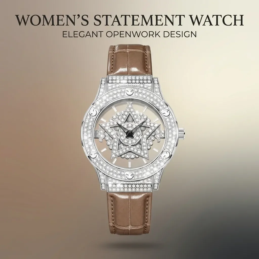 Ladies' fashion watch, three-dimensional star dial, decorative watch for multiple occasions