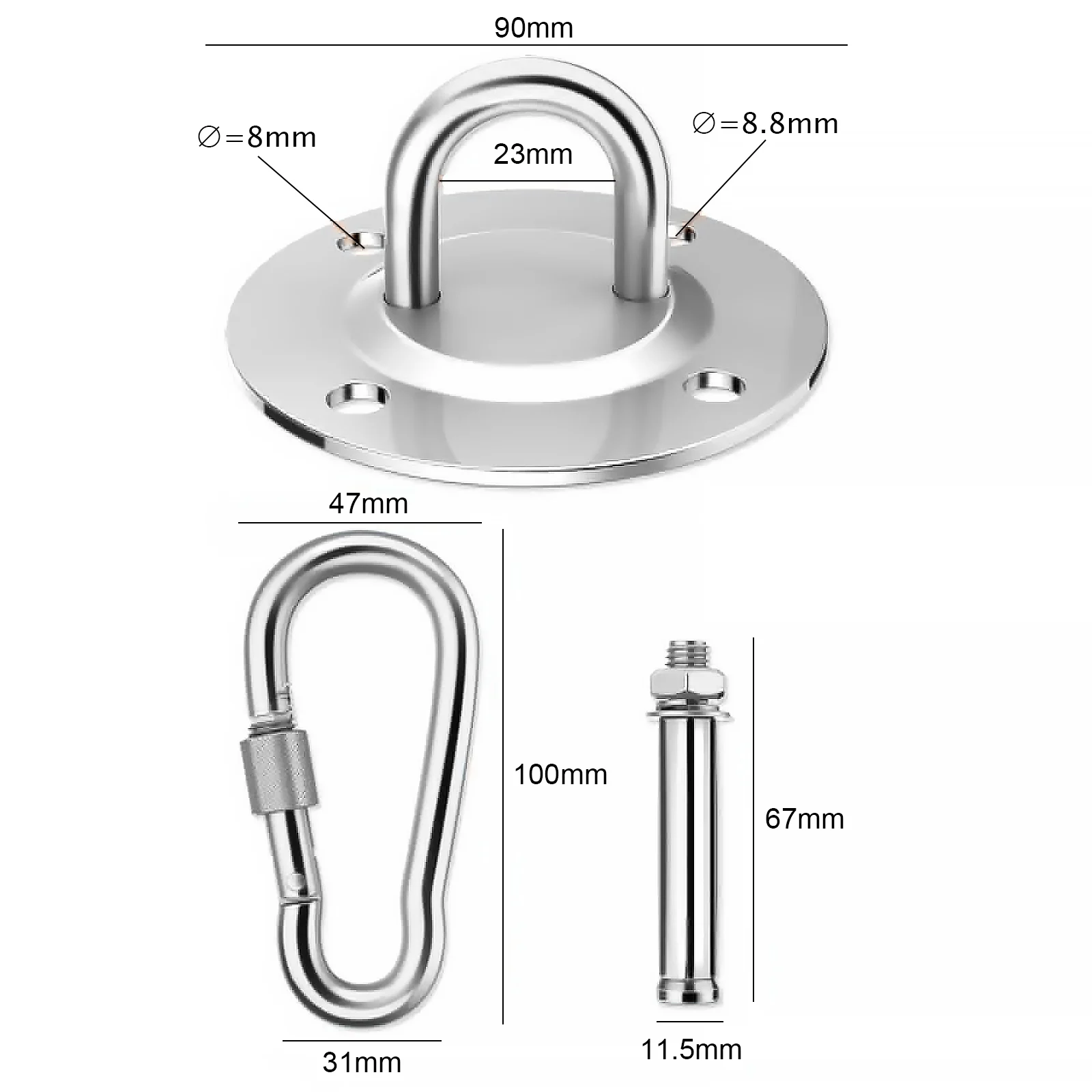 Kit de suspensão de rede com rotação de 360 graus, ganchos de balanço, cabide de balanço para varanda