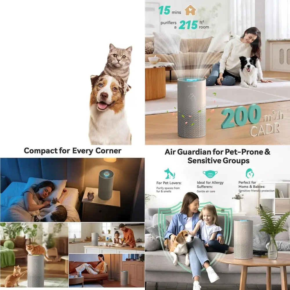 

5-ступенчатый HEPA-очиститель воздуха для больших помещений: удаляет шерсть животных, дым, пыль, плесень и аллергены