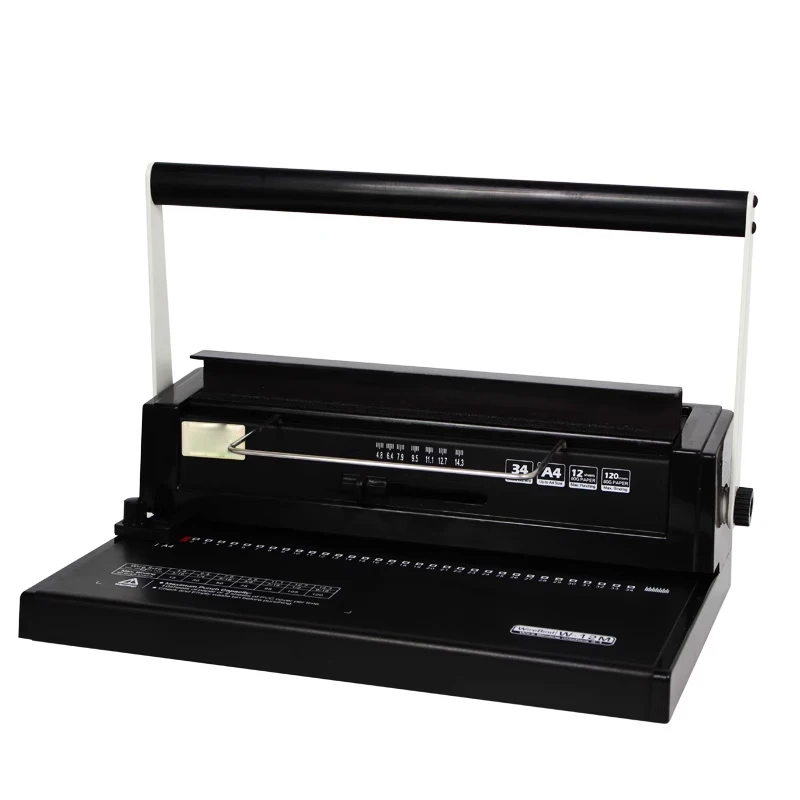 W12M 34홀 금속 링 제본기 계약 입찰 문서 천공 및 제본기 금속 링 이중 와이어 코일 펀치