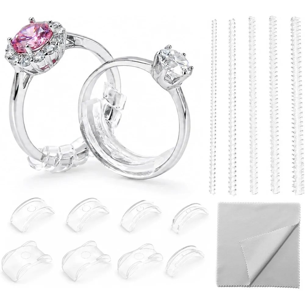 Ring Sizers for Loose Rings, Silicone Spiral and Spacer Set | Reduces Loose Fit by 0.5-1.5 Sizes, Comfortable for Daily Wear