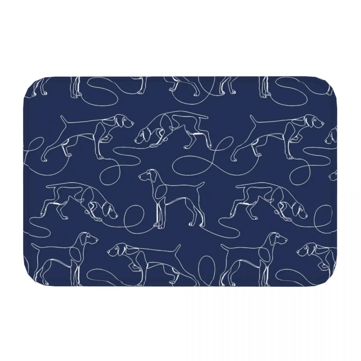 Continuous Line Weimaraners With Docked Tails Navy And White Line Dog Doge Bathroom Mat Rug Home Doormat Living Room Carpet