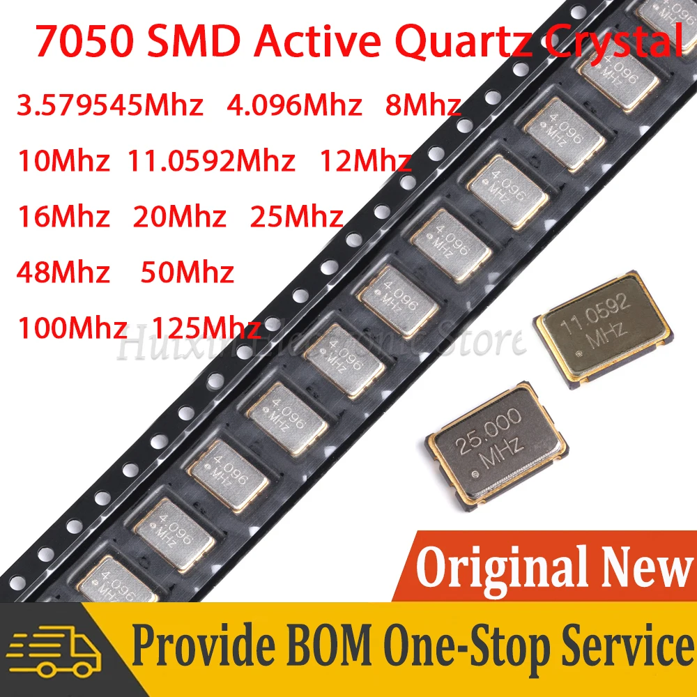 

2pcs 7050 SMD Active Quartz Crystal 7mm*5mm 3.579545Mhz 4.096Mhz 8Mhz 10Mhz 11.0592Mhz 12Mhz 16Mhz 20Mhz 25Mhz 48Mhz 50Mhz 100