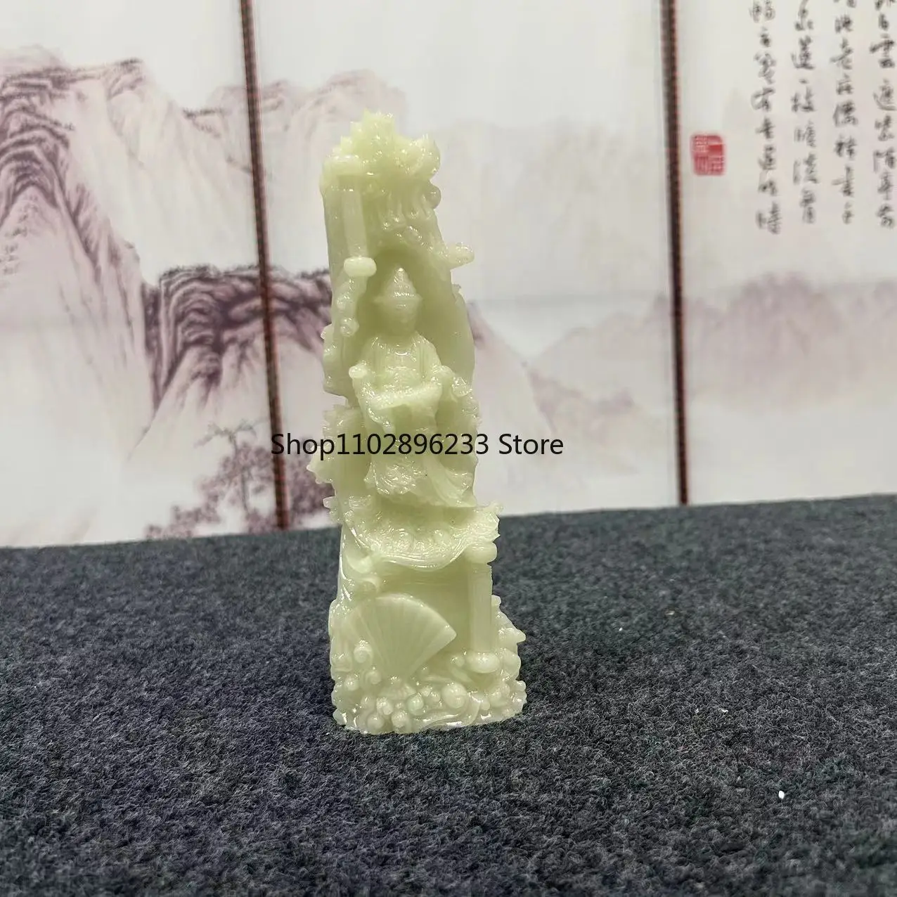 Luminous stone Guanyin ornament to ensure safety Guanyin Bodhisattva home worship living room entrance ornament handicrafts