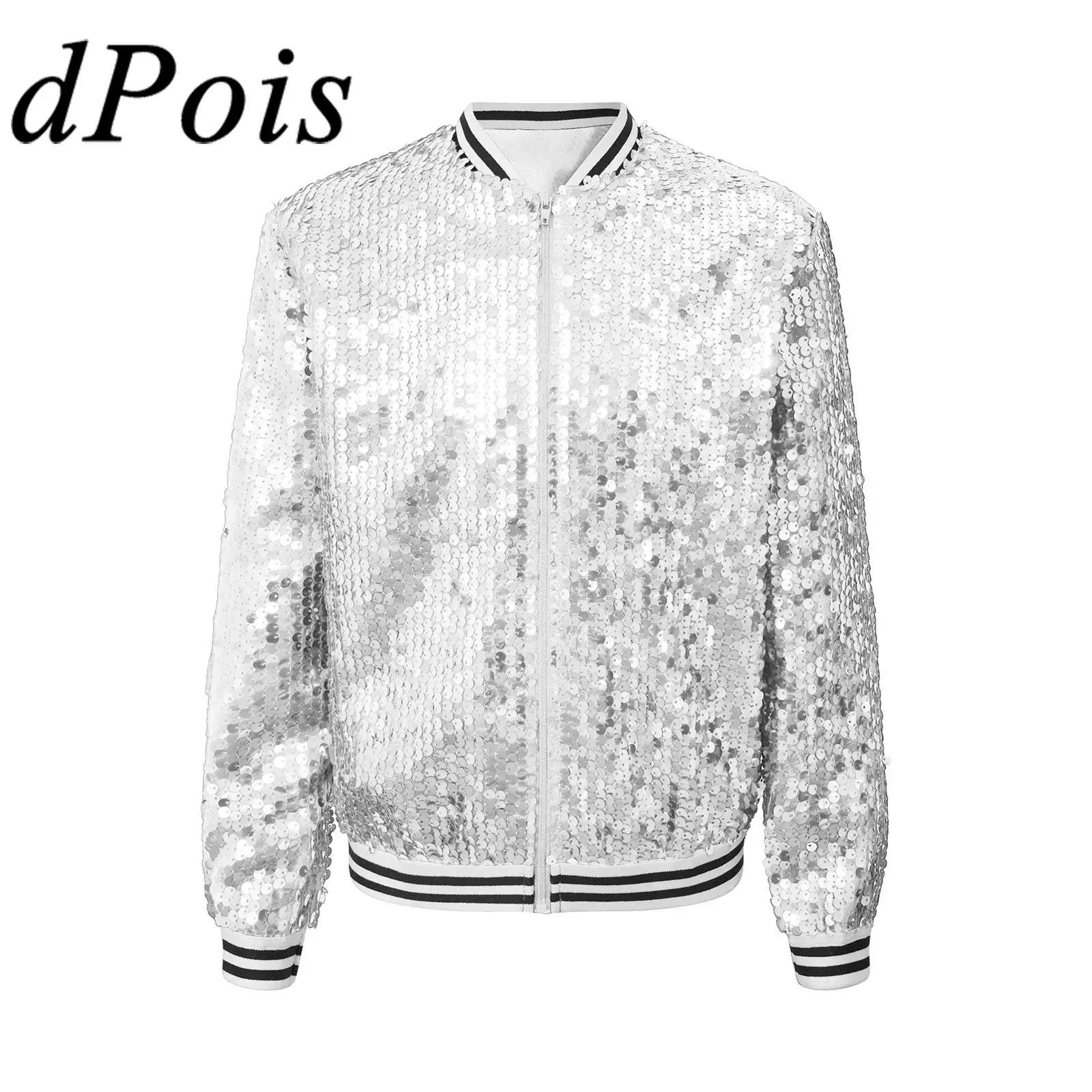 

Kids Girls Sequin Jackets Jazz Dance Costume Children Hip Hop Clothes Long Sleeve Coat for Performance Party Fashion Streetwear