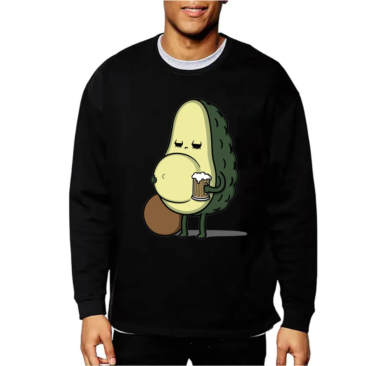 Funny Cartoon Beer Belly Avocado Sweatshirts Hoodies Men Humor Joke Anime Avocado Drink Beer Sweatshirt Hoodie Boys Sweat Shirts