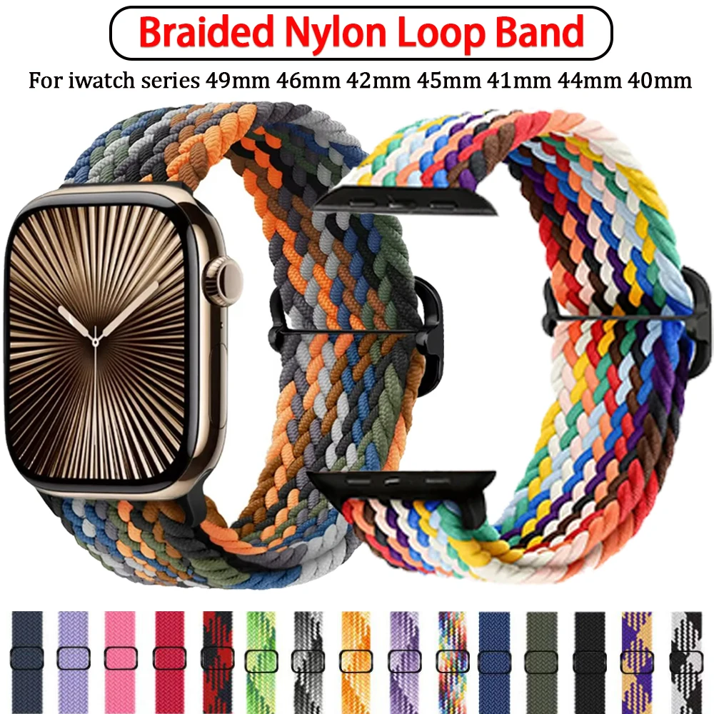 

Nylon Loop Band for Apple Watch 10 46mm 42mm Ultra 49mm 9 8 7 45mm 41mm Breathable Belt iwatch Series 6 5 4 SE 3 44mm 40mm Strap