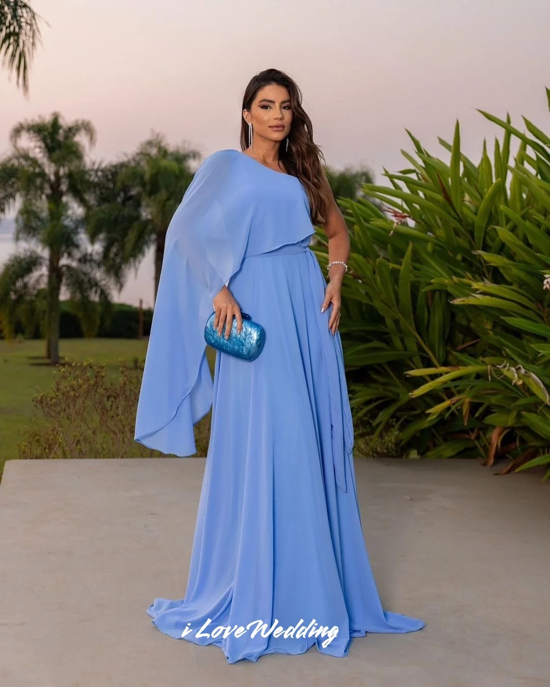 Zielone suknie wieczorowe na jedno ramię 2025 szyfonowa plisowana linia A na specjalne okazje tren typu Sweep sukienka dla gościa weselnego dostosowana