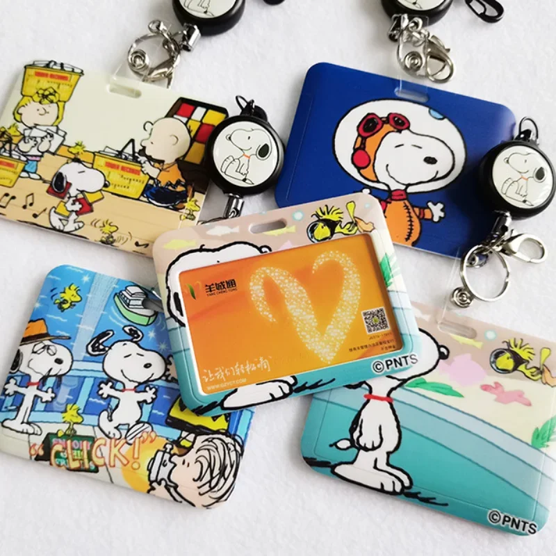 Kawaii Snoopy Titular Do Cartão De Visita, Emblema Do Banco ID Titulares, Tampa Do Cartão De Ônibus, Cartão De Metrô De Estudante Credencial, Fácil Puxar Fivela Pingente